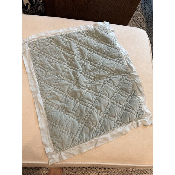 Pottery Barn Washed Velvet Greenish Satin Trim Bedspread & Sham King - Picture 7 of 10